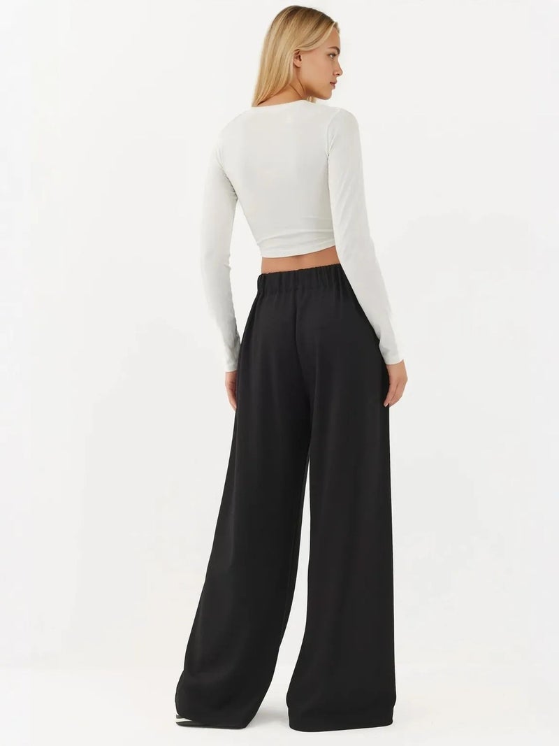 HICCUP Soft Touch Pleated Wide Leg Pants - Image 4